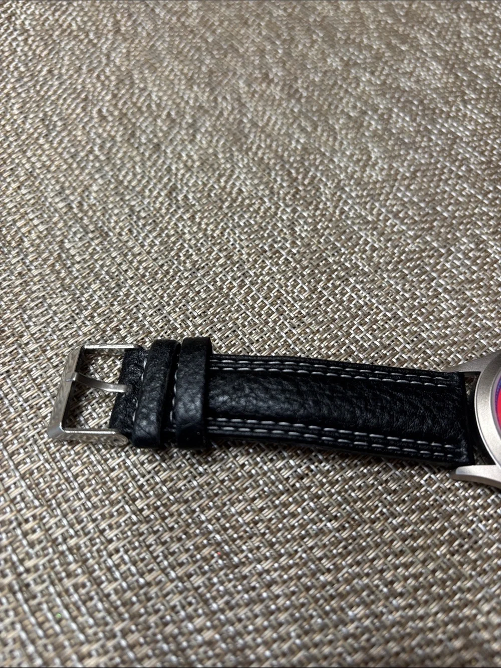 STORTIVI - BUFFALO BILLS Black Leather Men's Watch with Red and Blue Accents 🦬